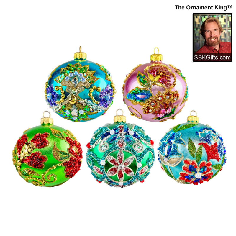 Preorder Hy 24 Winter Tapestry - 5 Glass Ornaments Inch, - Ball Ornament 24 30661 Set5 (61156)