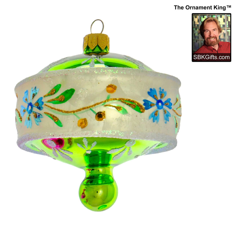 Preorder Hy 24 Rose Elegans Deluxe '24 - 1 Glass Ornament Inch, - Spin Top Drop Ornament 24 30072 Green (61181)