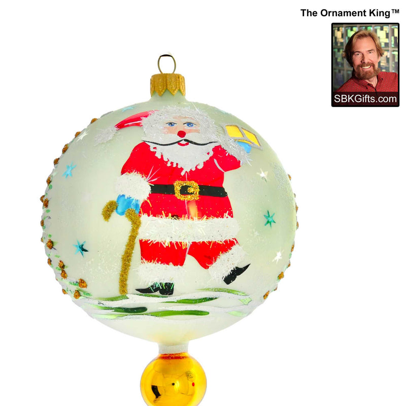 Preorder Hy 24 Christmas Memories - 1 Glass Ornament Inch, - Retro Santa Two Ball Drop Ornament 24 30172 Yellow (61196)