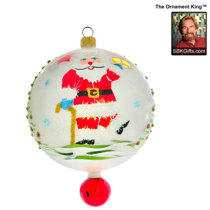 Preorder Hy 24 Christmas Memories - 1 Glass Ornament Inch, - Retro Santa Two Ball Drop Ornament 24 30172 Red (61197)
