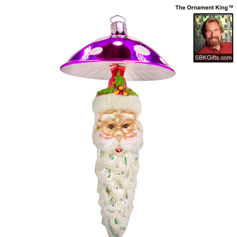 Preorder Hy 24 Luxe Charmer - 1 Glass Ornament Inch, - Mushroom Santa Drop Ornament 24 30385 Purple (61220)