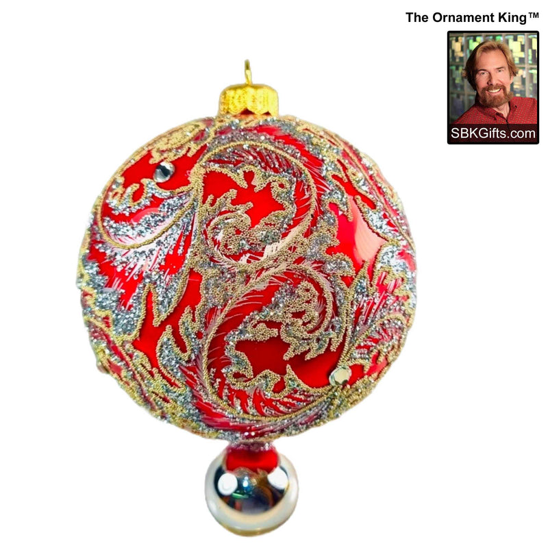 Preorder Hy 24 Ruby Tapestry - 1 Glass Ornament Inch, - Ball Drop Ornament 24 30651 Fluer (61236)