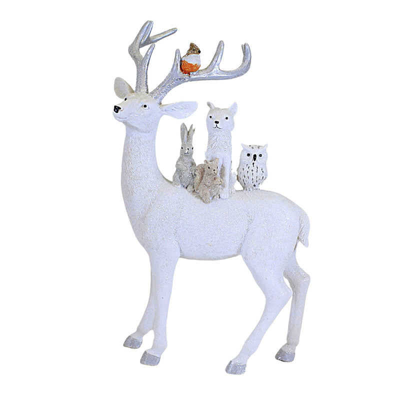 Ganz Deer With Animals - One Figurine 15 Inch, Resin - Winter Decoration Mx181147 (61259)