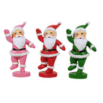 Transpac Dancing Santa Figurines - Three Santa Figurines 4 Inch, Polyresin - Christmas Traditional Retro Tc01663nf (61278)