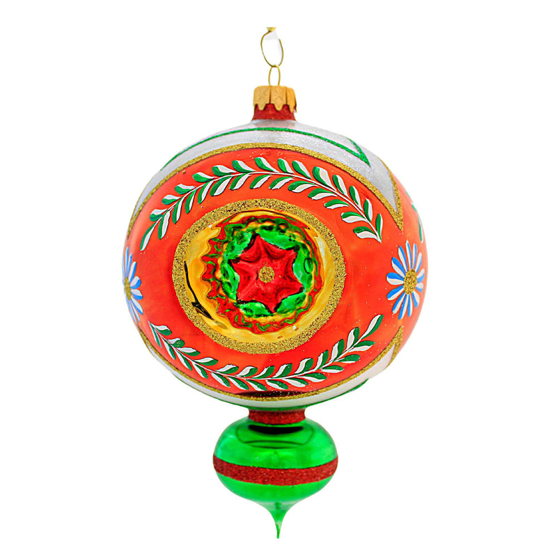 Sbk Gifts Holiday Orange Floral Triple Reflector - 1 Glass Ornament 7.5 Inch, Glass - Ornament Teardrop Christmas Sbk221010nf (61281)