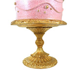 December Diamonds Pink Cake W/Macaron On Gold Pedestal - 1 Decorative Centerpiece 20 Inch, Resin - Christmas Spring Centerpiece 2929541 (61285)