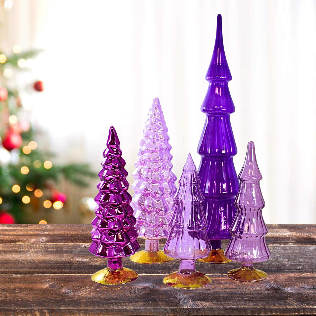 Cody Foster Violet Hued Glass Trees Set / 5 - - SBKGifts.com