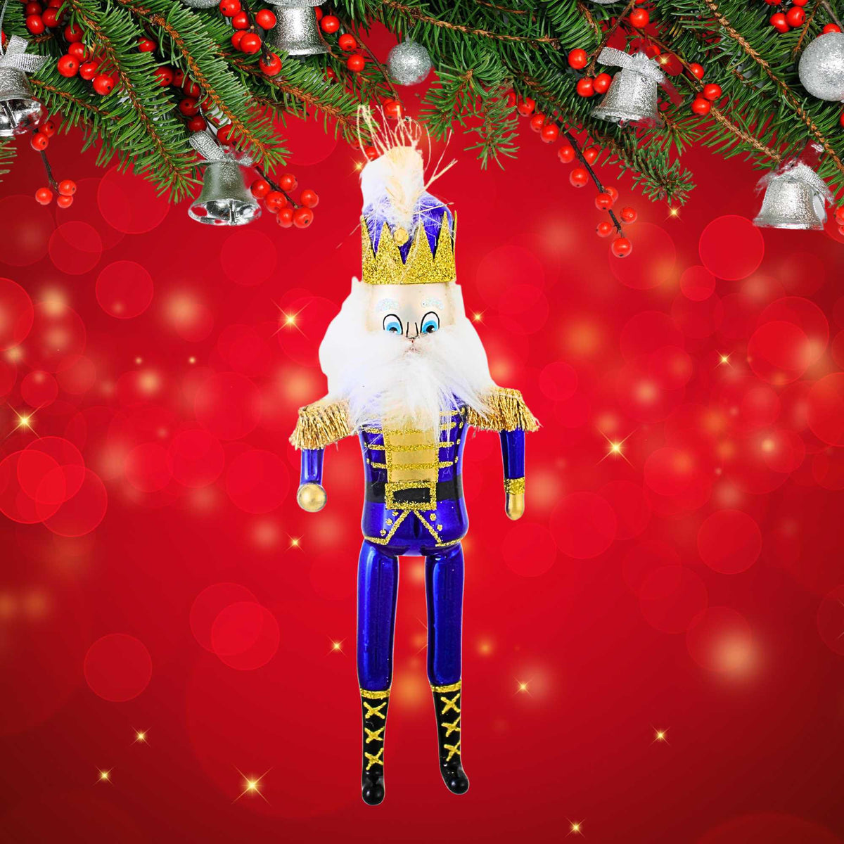 De Carlini Italian Ornaments Bold Blue Nutcracker - - SBKGifts.com