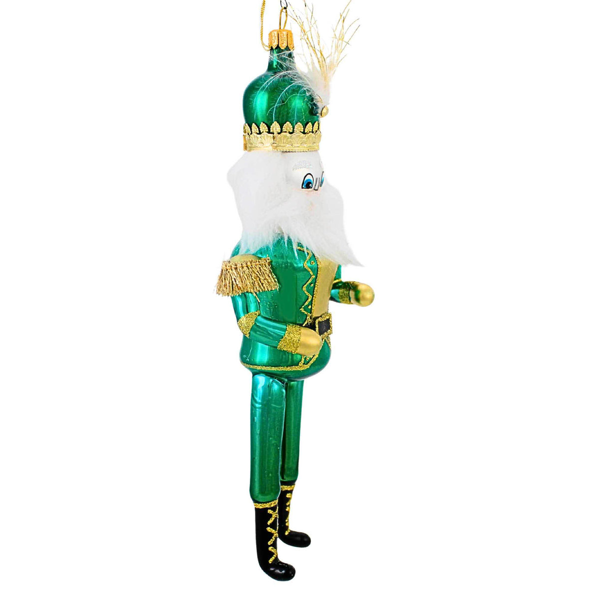 De Carlini Italian Ornaments Grande Green Nutcracker - - SBKGifts.com