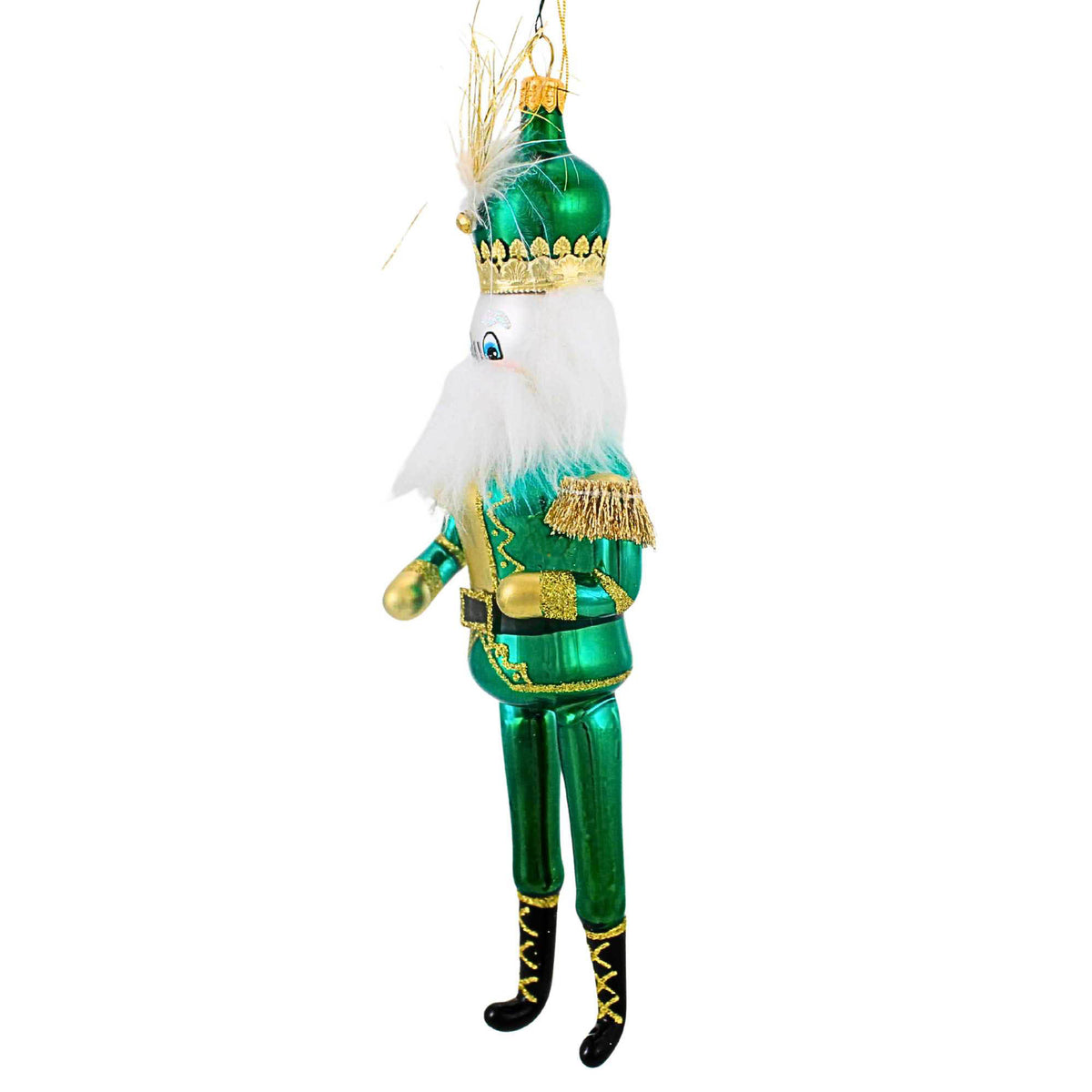 De Carlini Italian Ornaments Grande Green Nutcracker - - SBKGifts.com