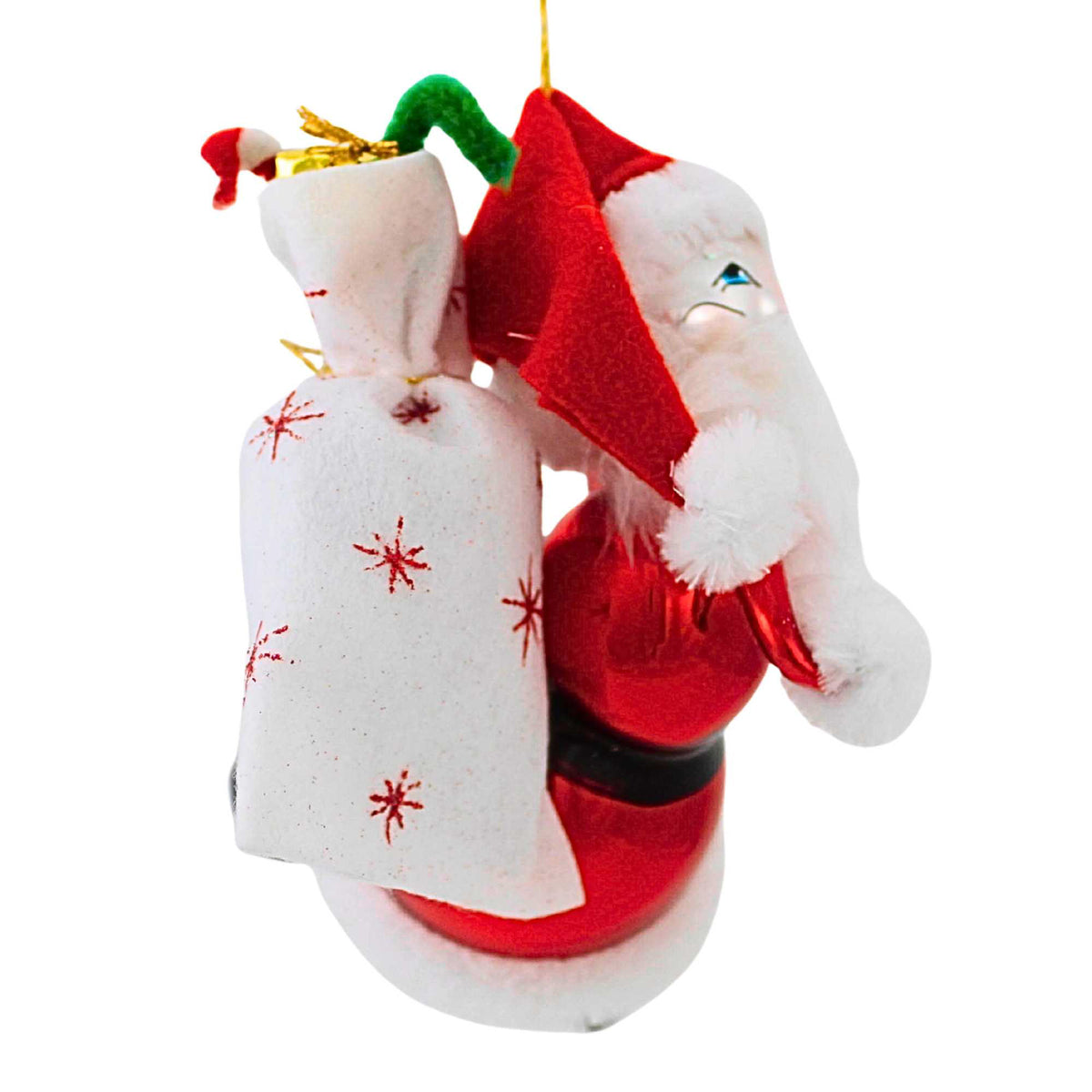 De Carlini Italian Ornaments Jolly Jig Santa Claus With Sack - - SBKGifts.com
