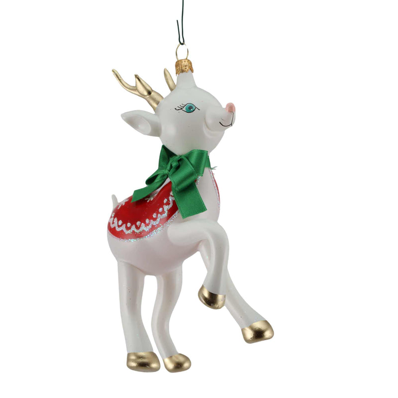 Preorder De Carlini 24 Redtro Reindeer Standing - 1 Glass Ornament Inch, - Handmade Ornament Italy Mgd023 (61359)