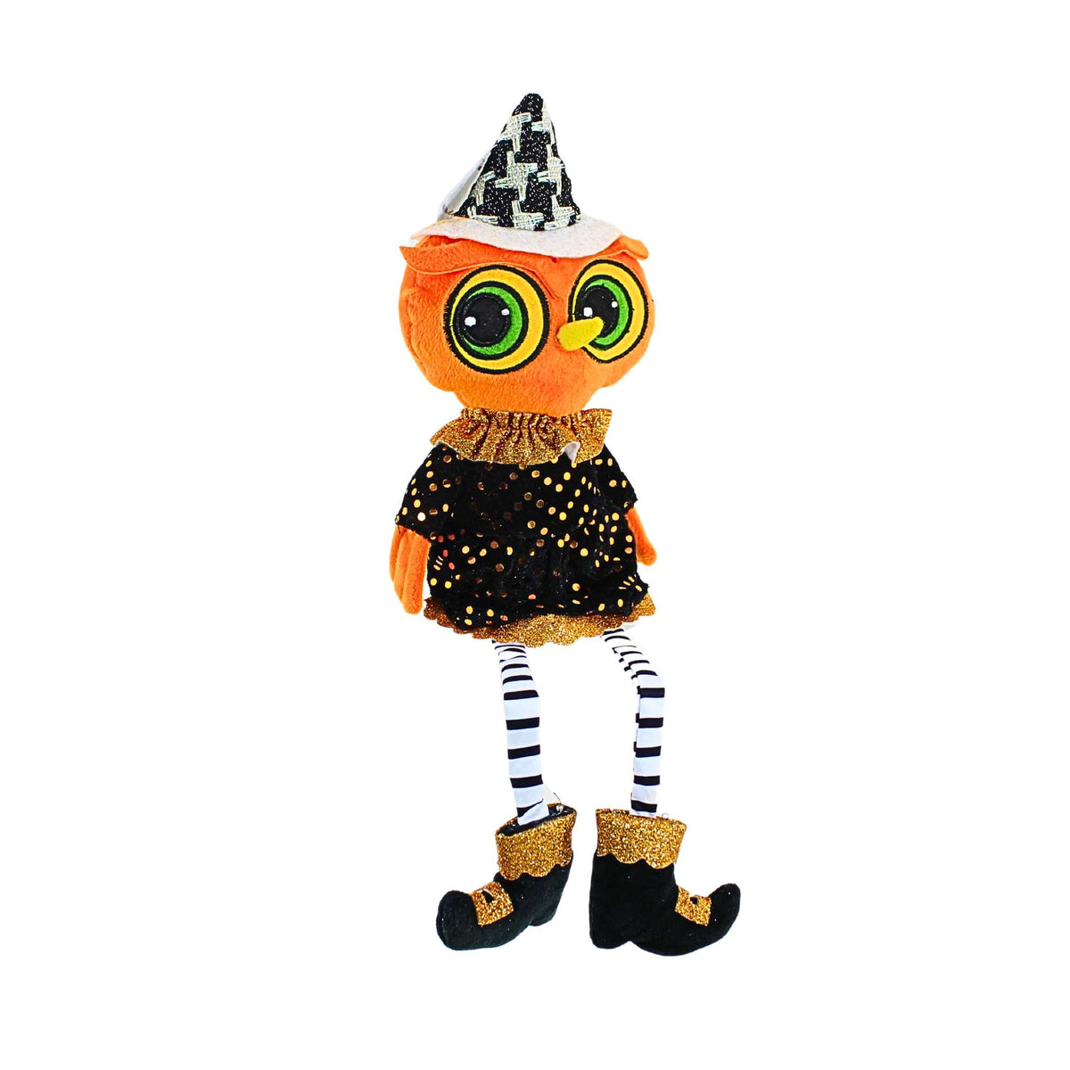 (61375) Sitting Halloween Doll Owl With Dangling Legs