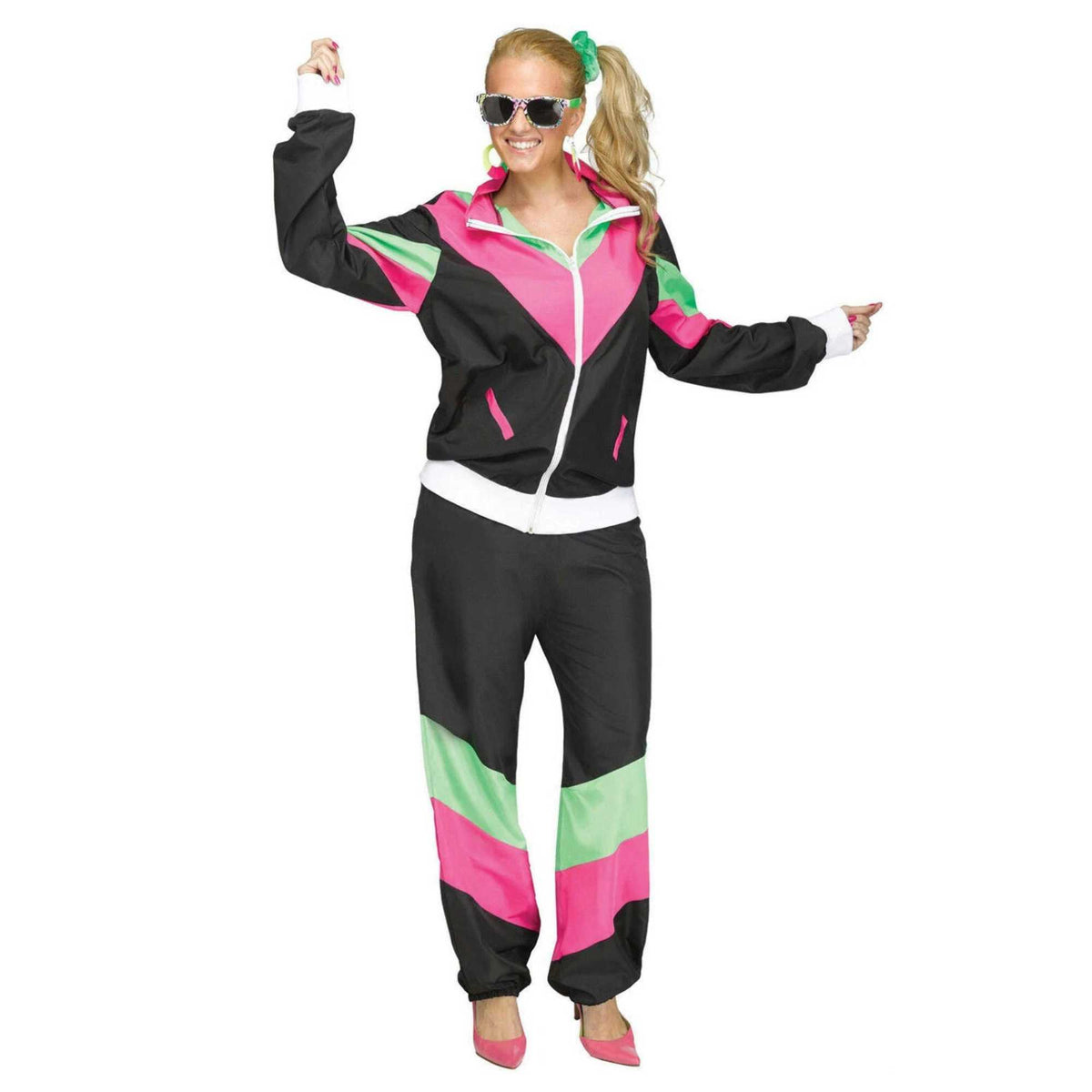 Women's 80'S Retro Track Sweat Suit Halloween Costume Sm/Med 2-8  New 61501