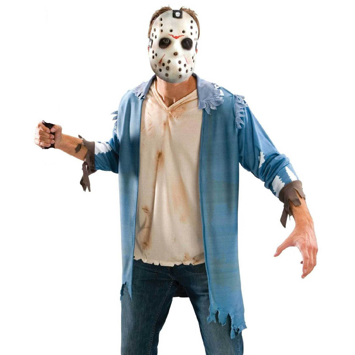 (61507) Men's Friday The 13Th Jason Voorhees Blister Kit Halloween Costume Up To 44 Jacket  New