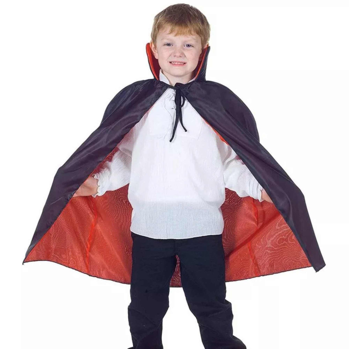(61522) Childs Caffeta Red Black Cape Halloween Costume New 4-6 Years
