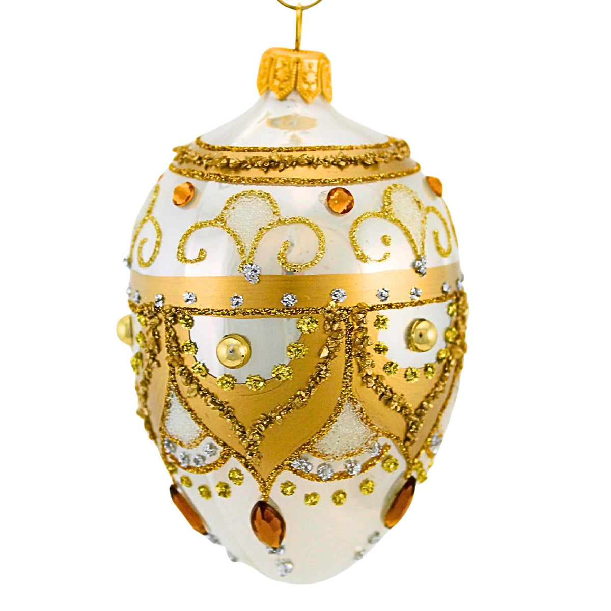 (61536) Small White And Gold Faberge Egg