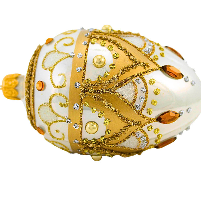 Miss Christmas Small White And Gold Faberge Egg - - SBKGifts.com