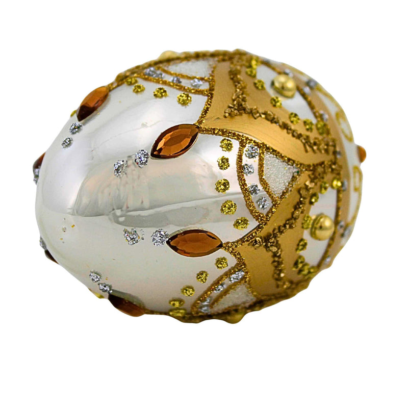 Miss Christmas Small White And Gold Faberge Egg - - SBKGifts.com