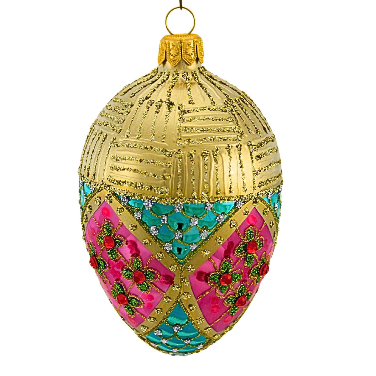 Miss Christmas Small Pink And Aqua Faberge Egg - - SBKGifts.com