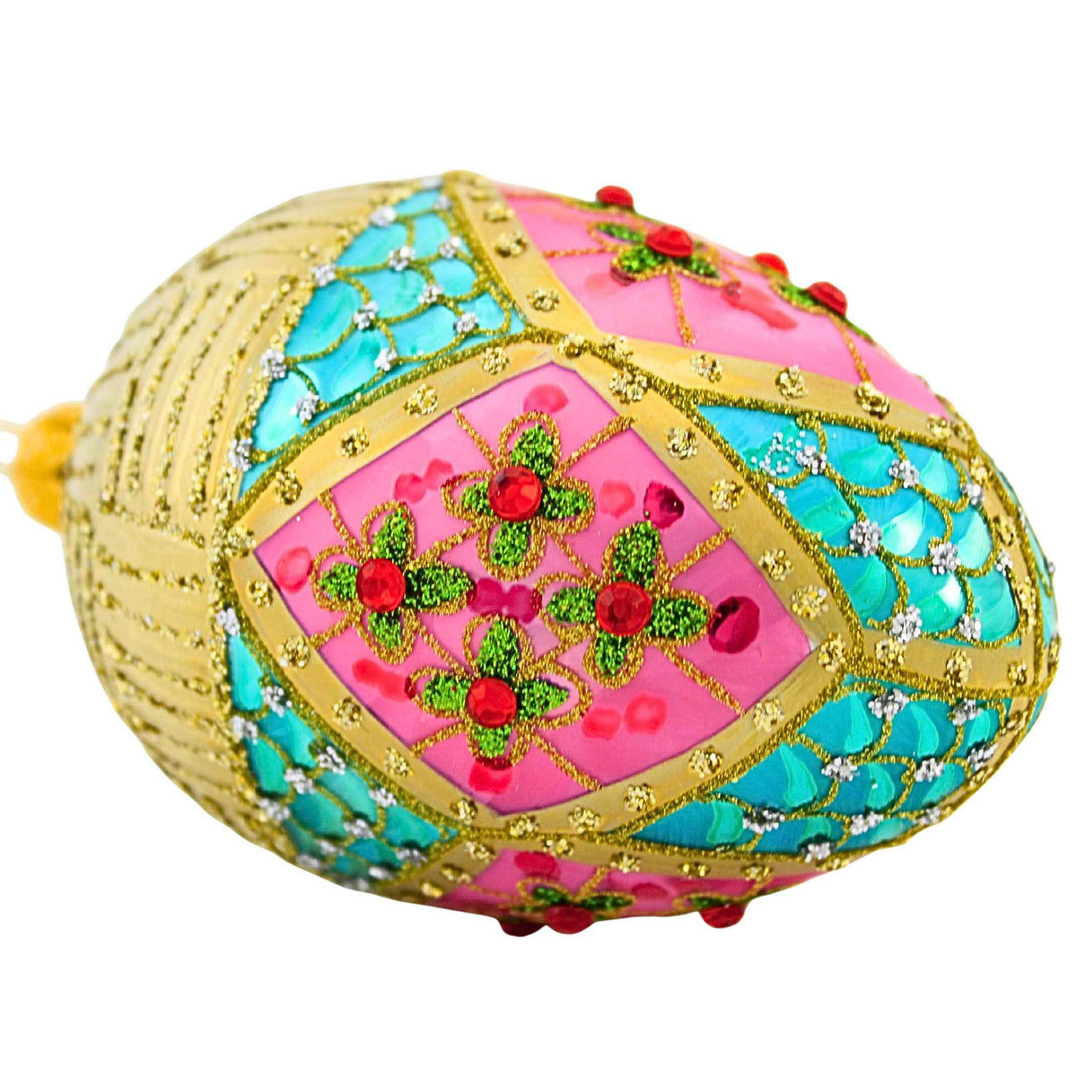 Miss Christmas Small Pink And Aqua Faberge Egg - - SBKGifts.com