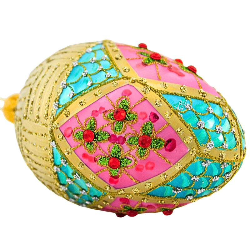 Miss Christmas Small Pink And Aqua Faberge Egg - - SBKGifts.com