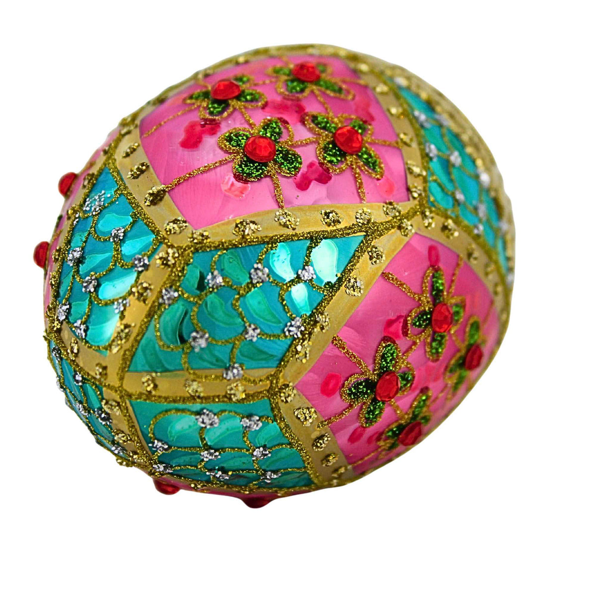 Miss Christmas Small Pink And Aqua Faberge Egg - - SBKGifts.com