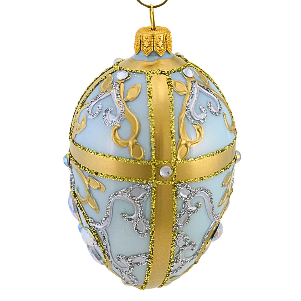 Miss Christmas Small Chantilly Blue Faberge Egg - - SBKGifts.com