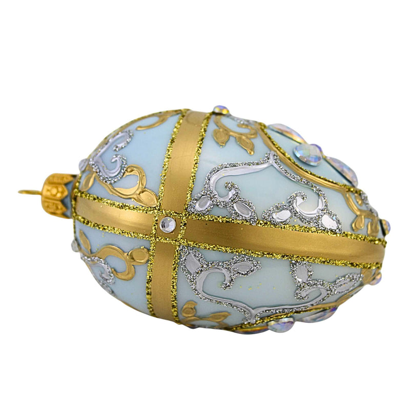 Miss Christmas Small Chantilly Blue Faberge Egg - - SBKGifts.com