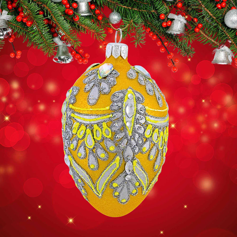 Miss Christmas Small Palace Yellow Faberge Egg - - SBKGifts.com