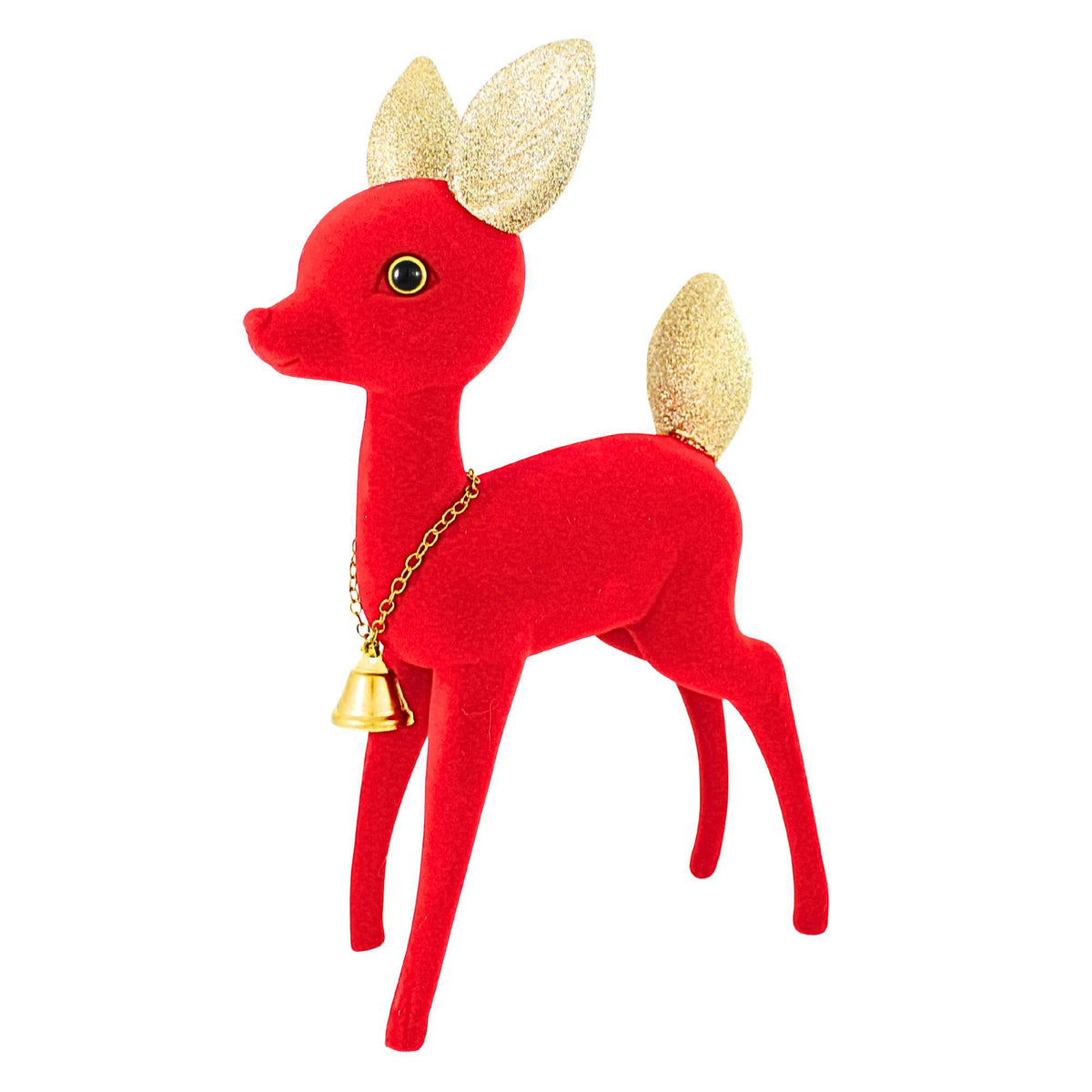 61542 Kitschy Flocked Deer Red CD3102R