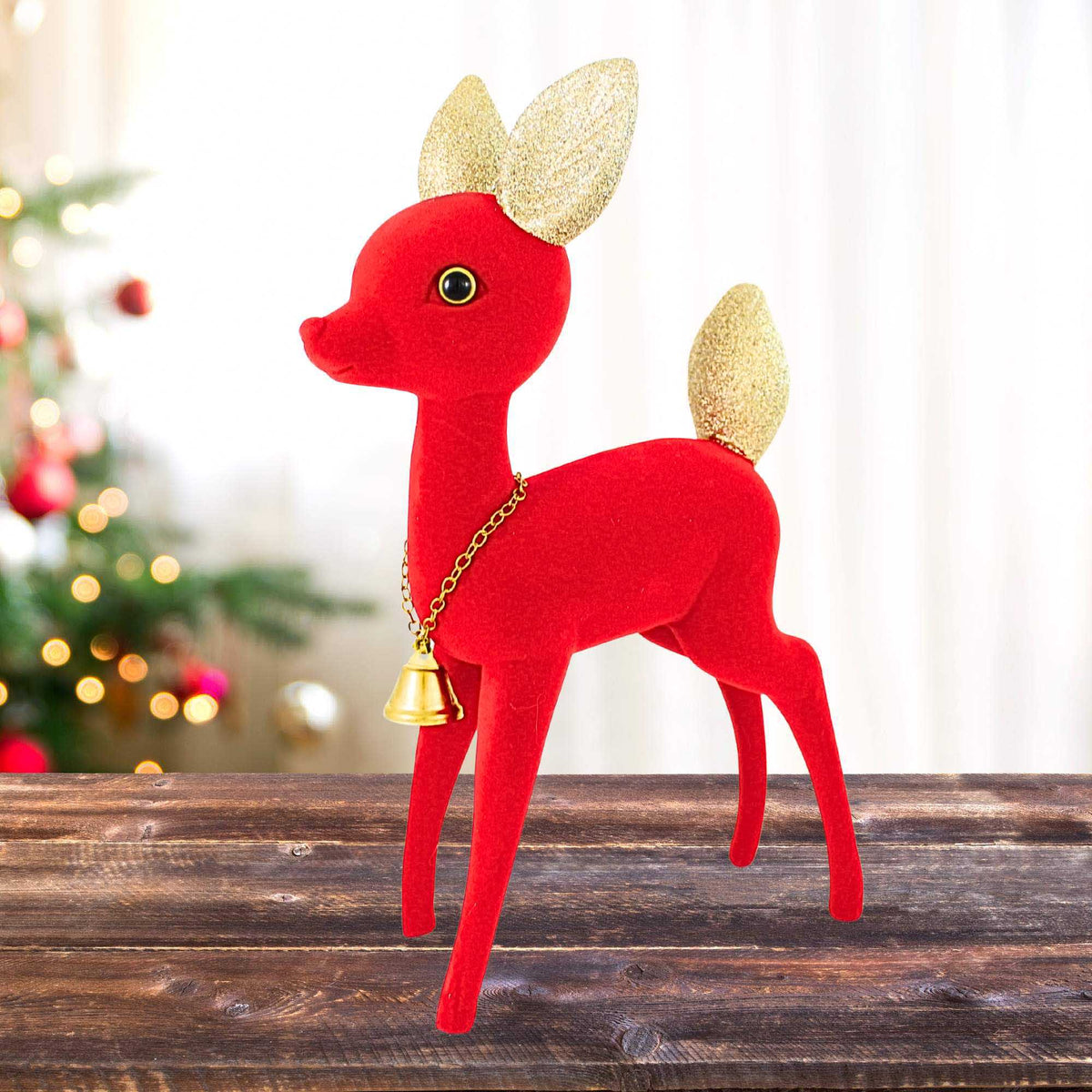 Cody Foster Kitschy Flocked Deer Red - - SBKGifts.com