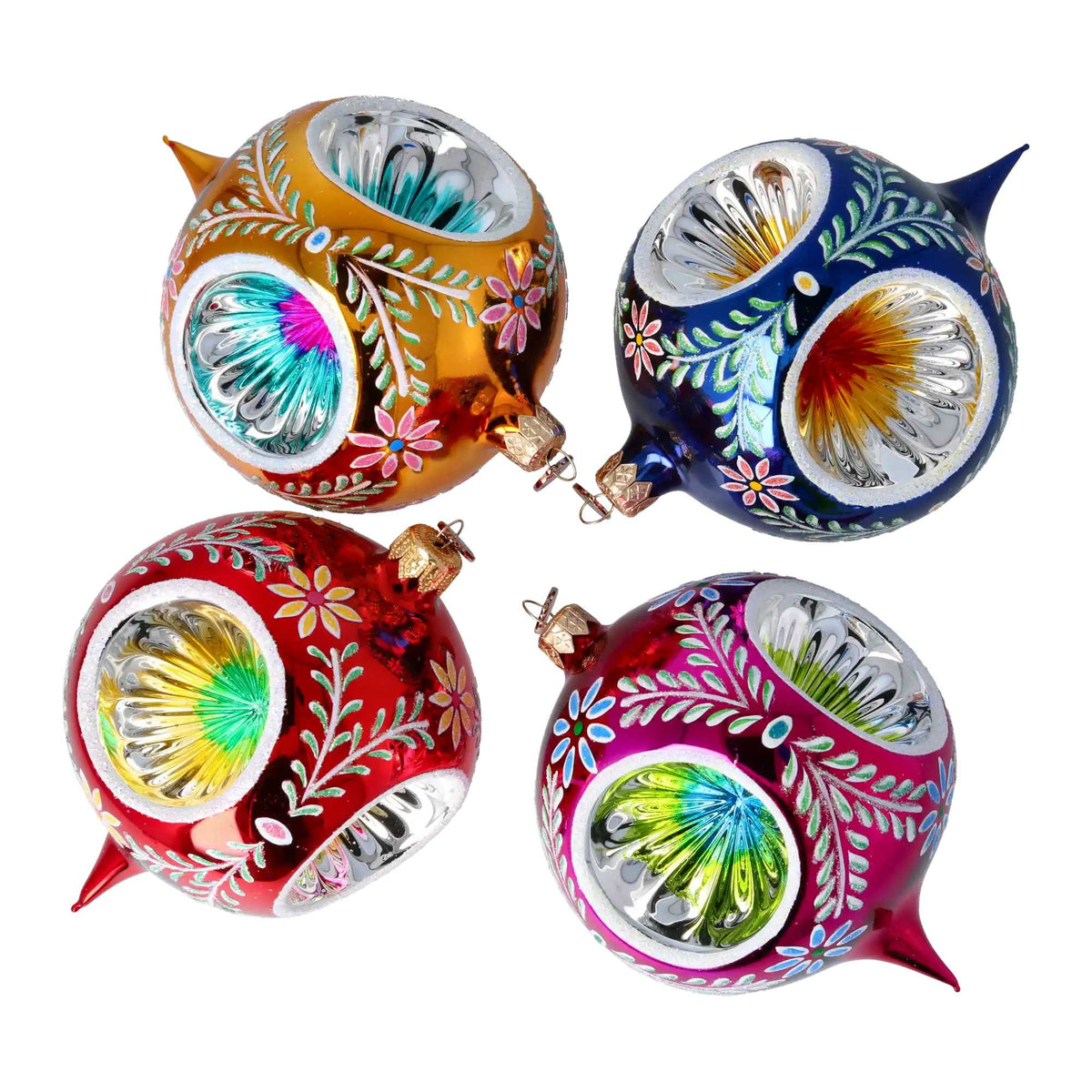 Blubom Vintage Reflections Set Of 4 Glass Baubles - - SBKGifts.com