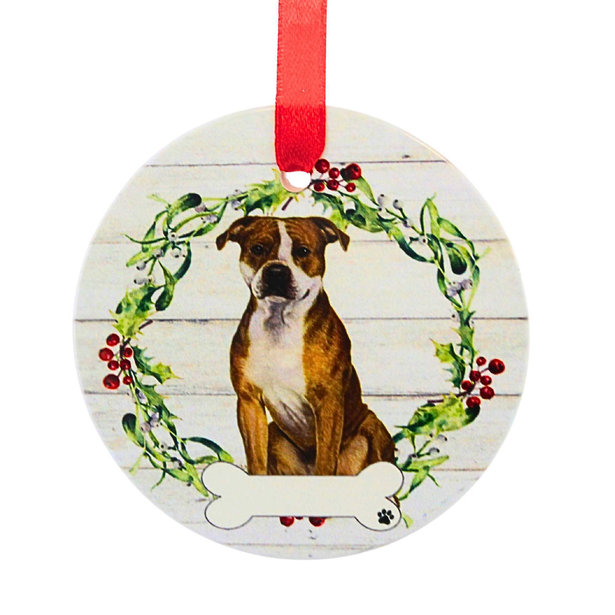 61570 Ceramic Pit Bull Ornament 55026FB