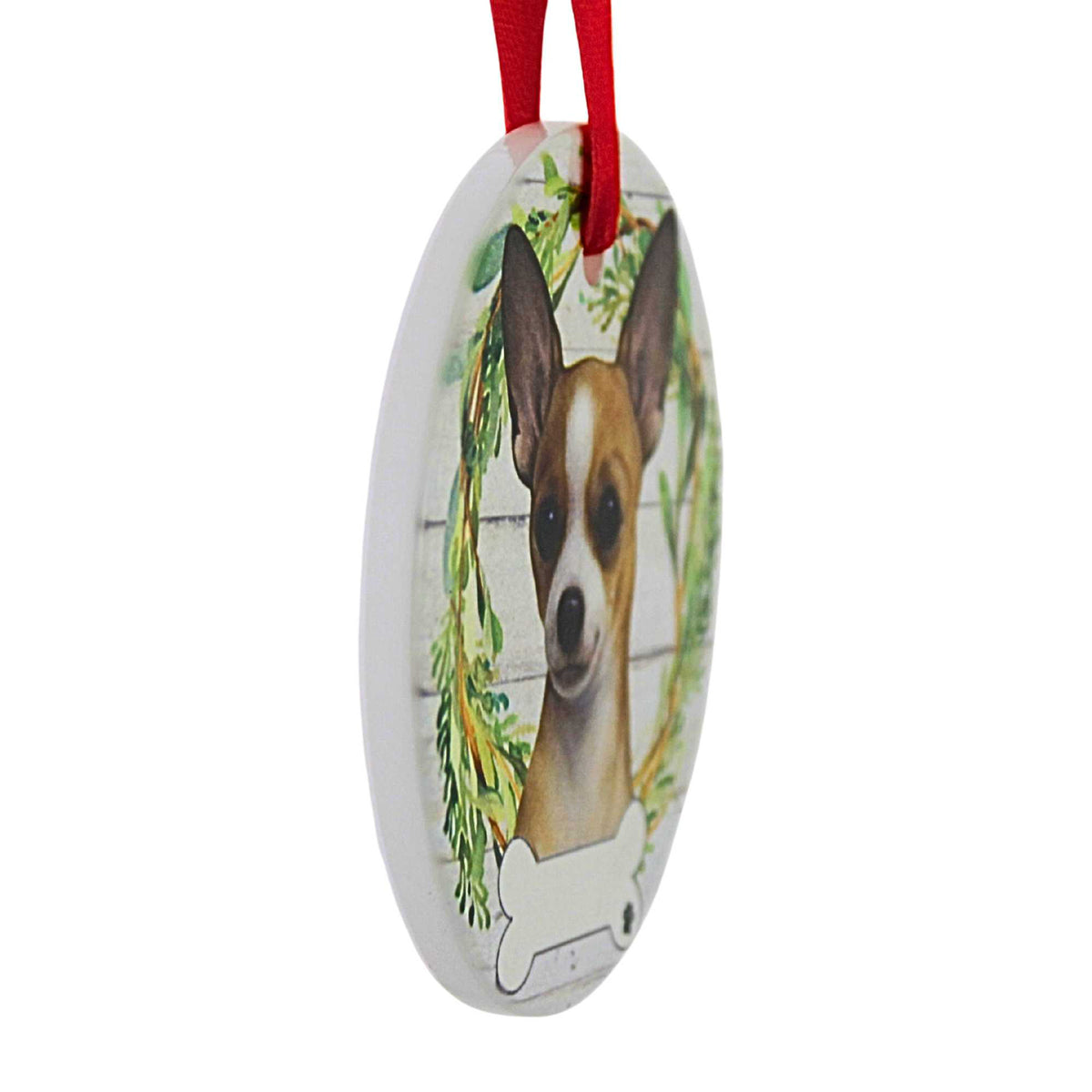 E & S Imports Ceramic Chihuahua, Tan/White Ornament - - SBKGifts.com