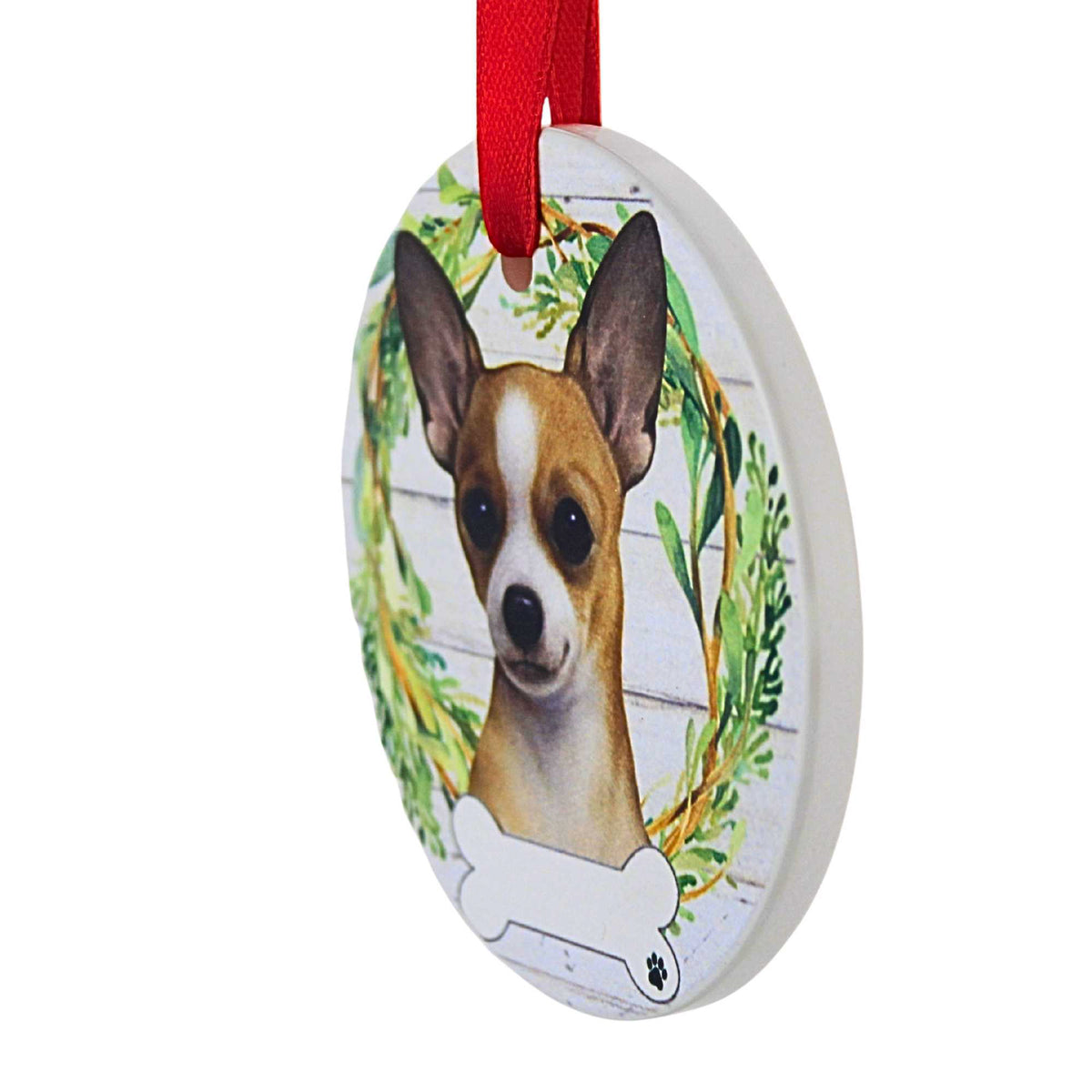 E & S Imports Ceramic Chihuahua, Tan/White Ornament - - SBKGifts.com