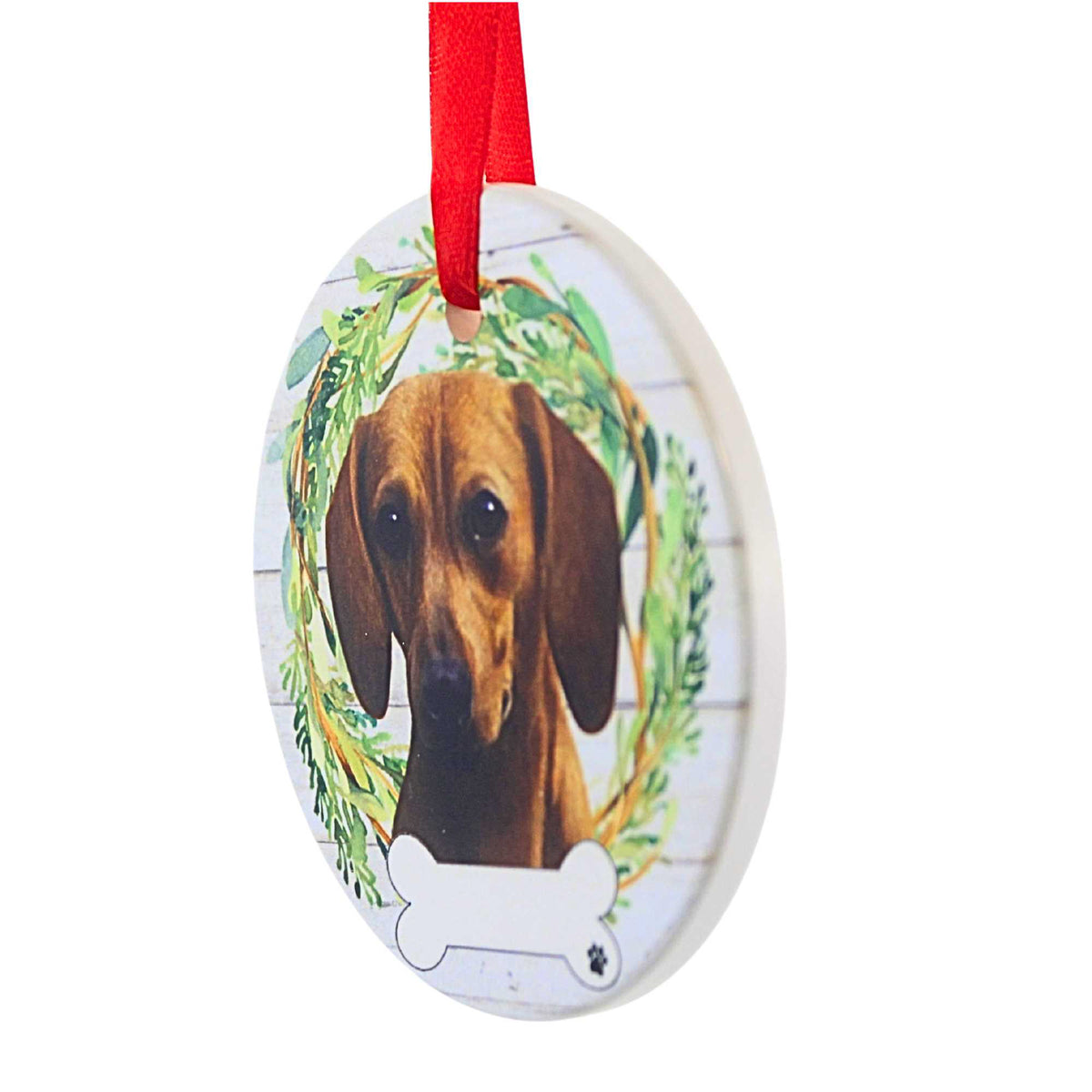 E & S Imports Ceramic Red Dachshund Ornament - - SBKGifts.com