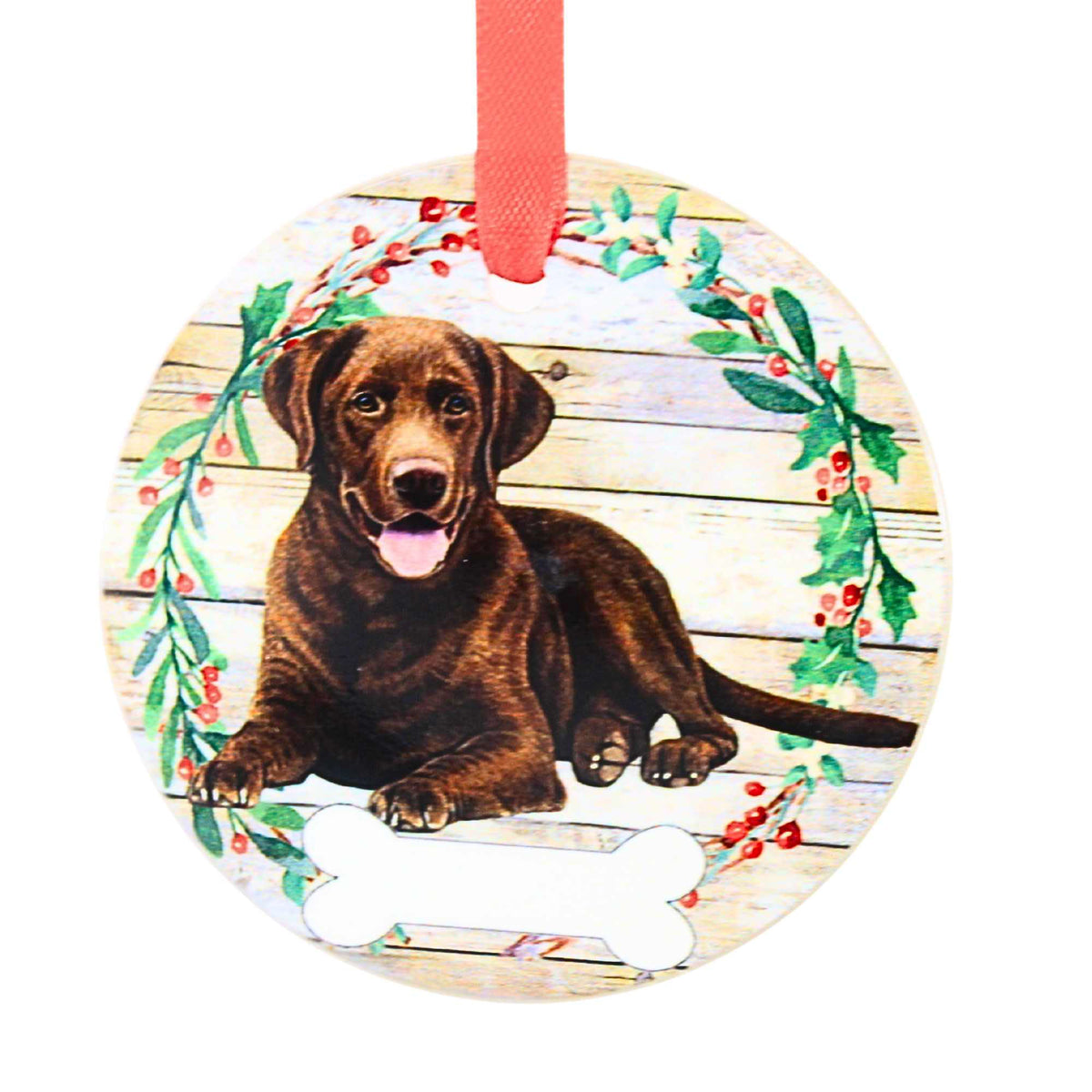 61577 Ceramic Chocolate Labrador Ornament 55022FB