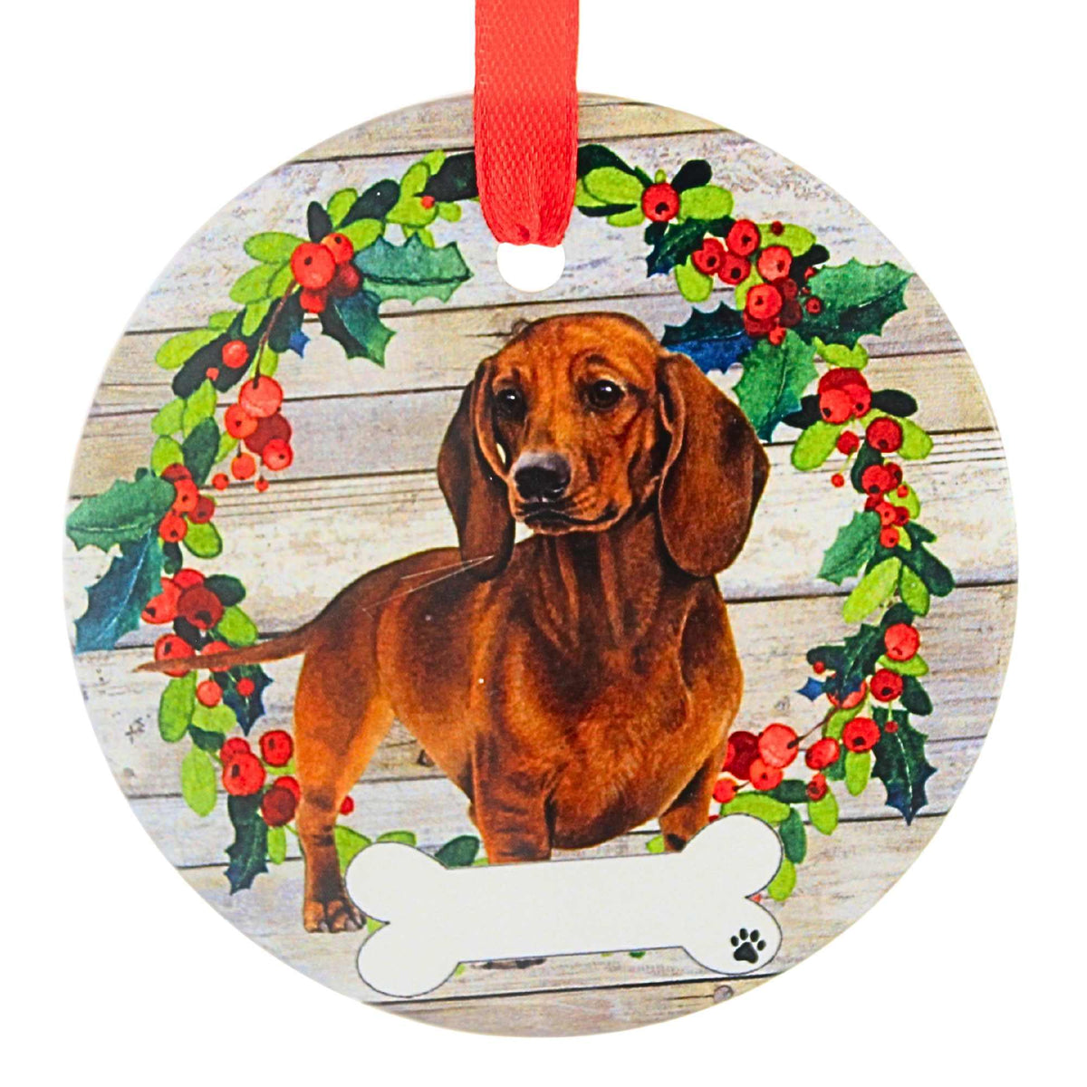 61578 Ceramic Red Dachshund Ornament 55013FB