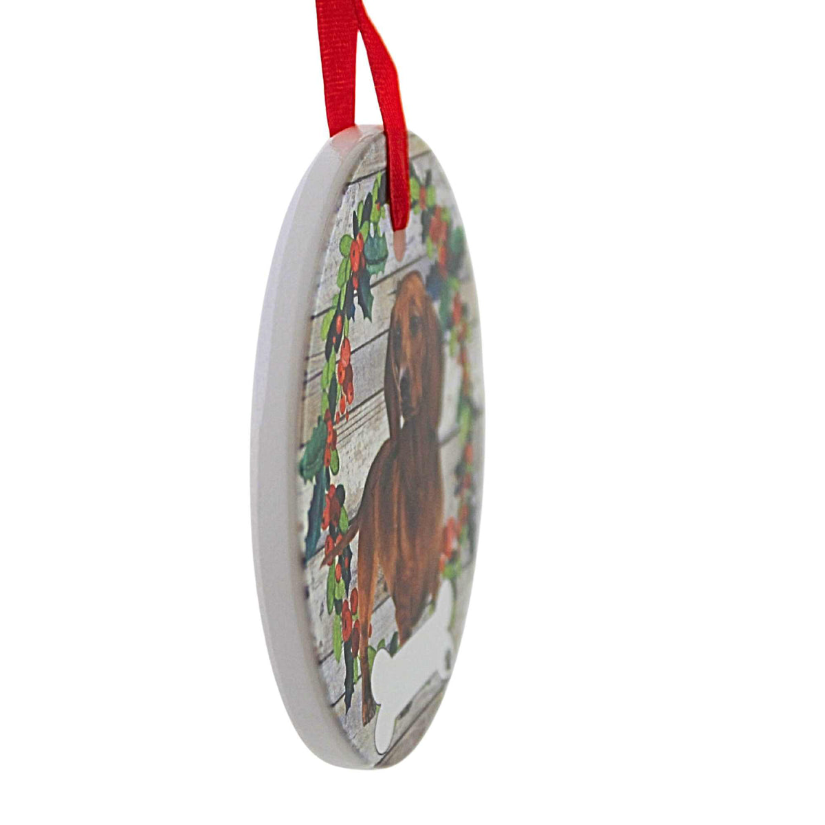 E & S Imports Ceramic Red Dachshund Ornament - - SBKGifts.com