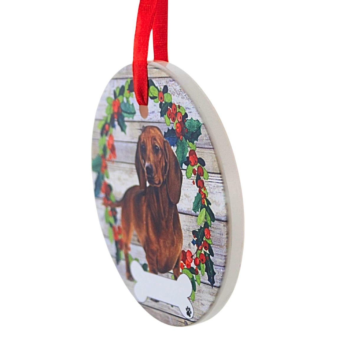 E & S Imports Ceramic Red Dachshund Ornament - - SBKGifts.com