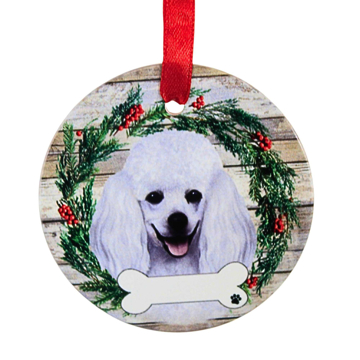 61580 Ceramic Poodle Ornament 55028