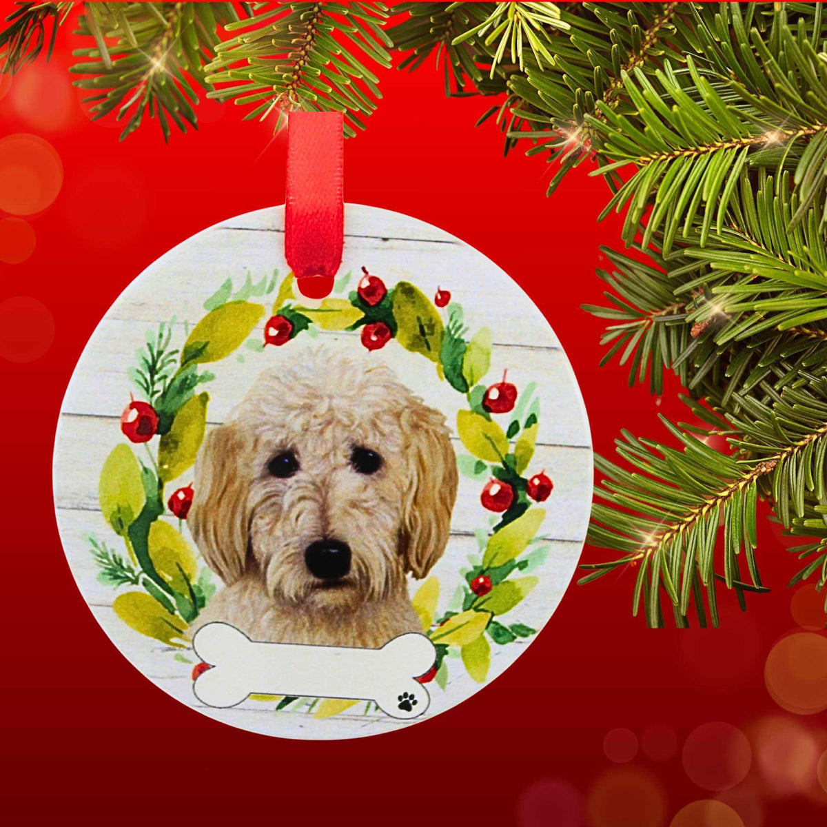 E & S Imports Ceramic Goldendoodle Ornament - - SBKGifts.com