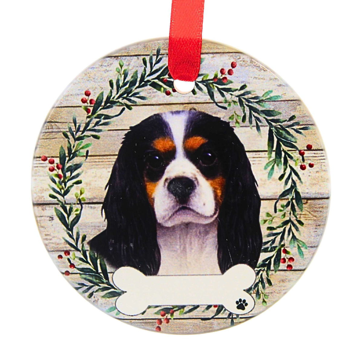 61588 Ceramic Tri-Color King Charles Cavalier Ornament 55019