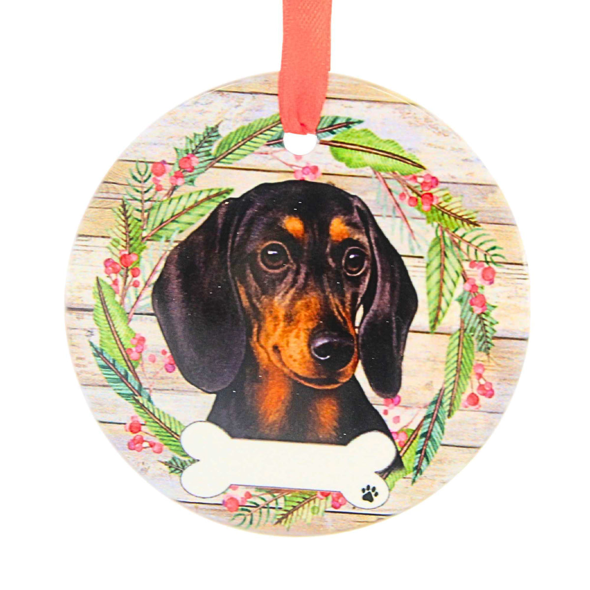 61589 Ceramic Black Dachshund Ornament 55014