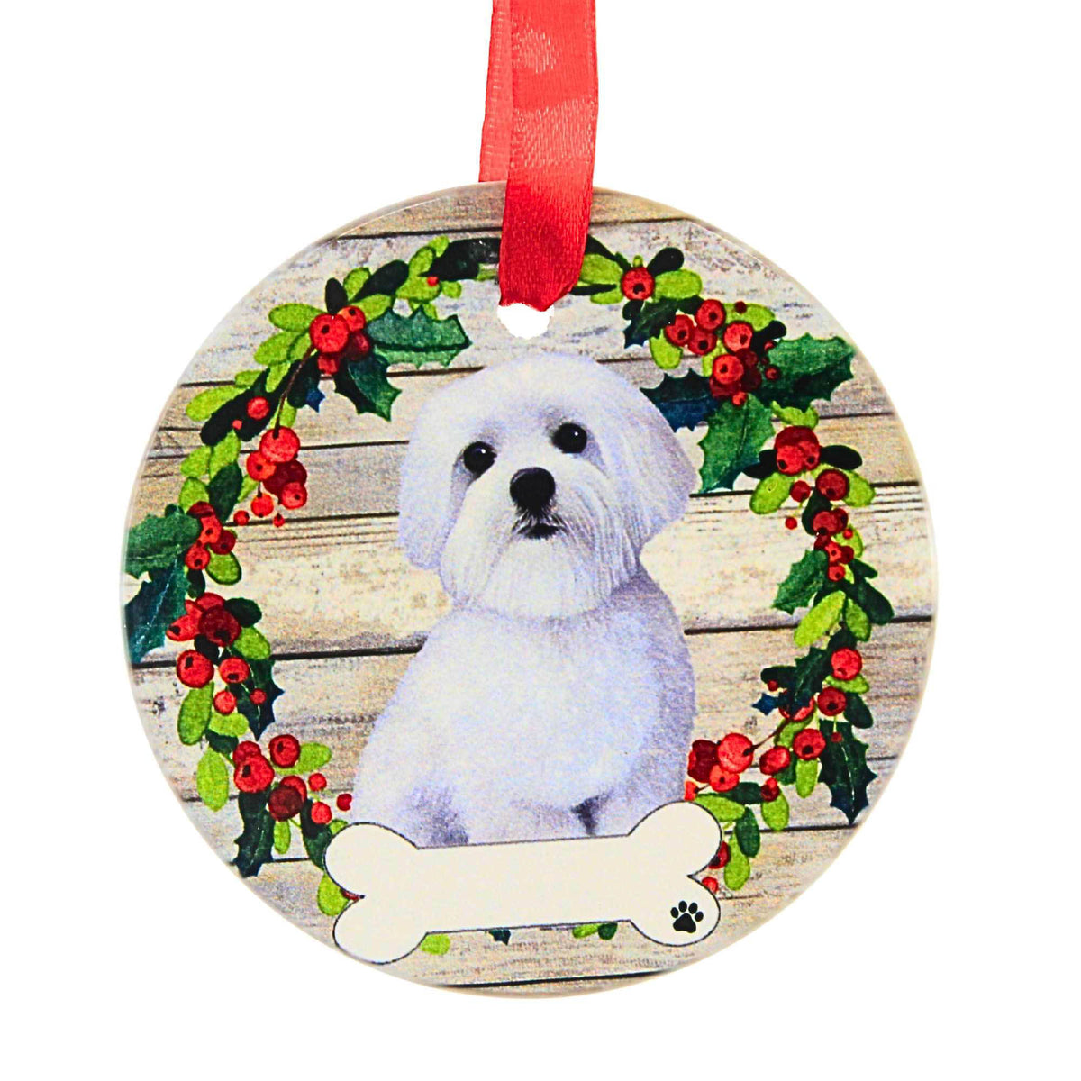 61591 Ceramic Maltese Ornament 55024