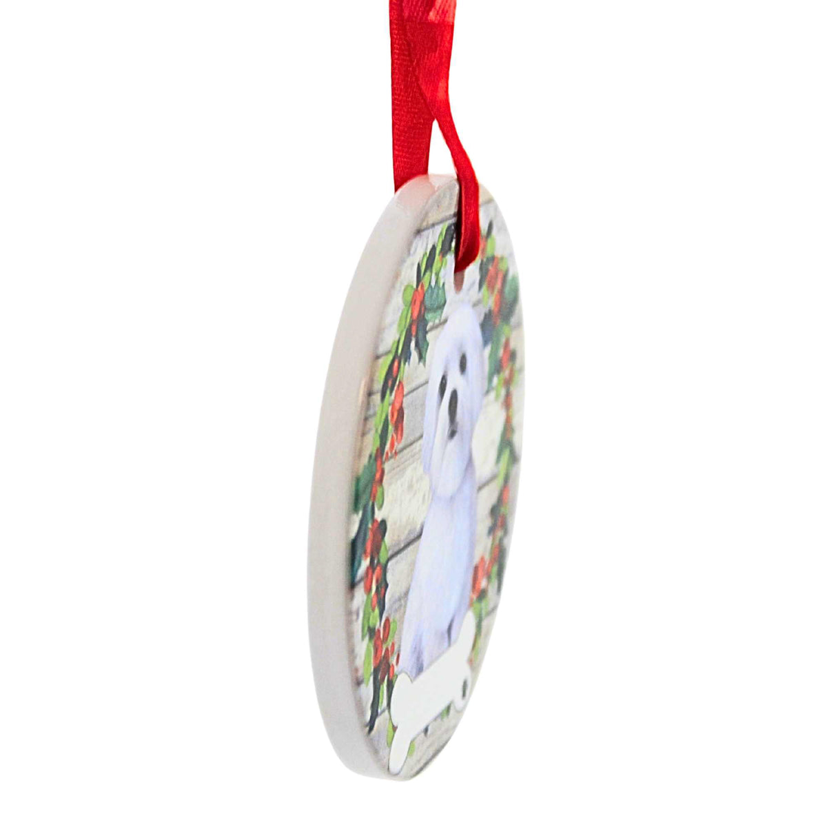 E & S Imports Ceramic Maltese Ornament - - SBKGifts.com