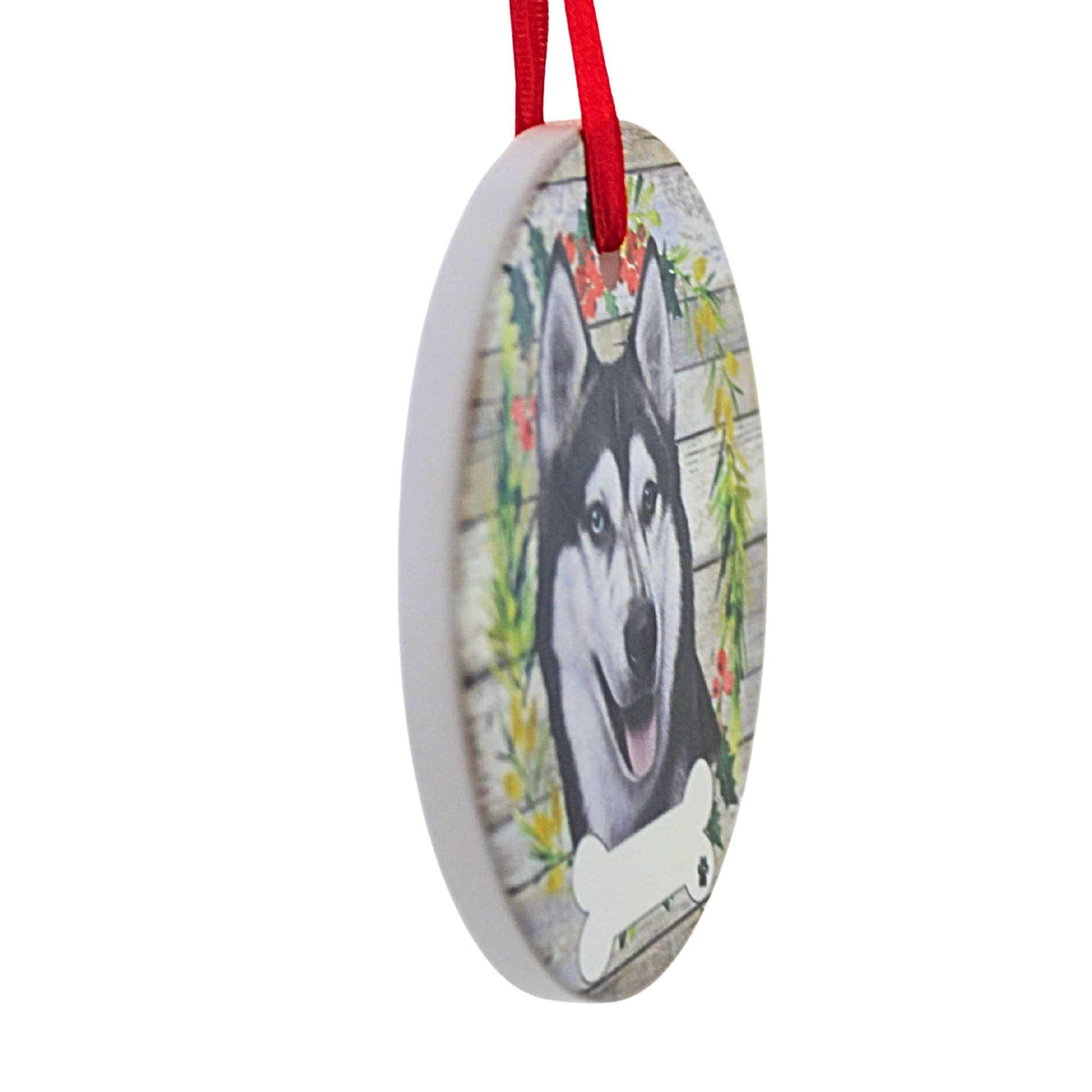 E & S Imports Ceramic Siberian Husky Ornament - - SBKGifts.com