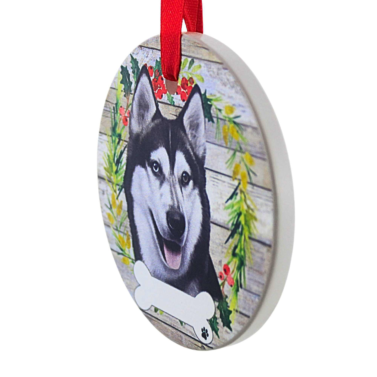 E & S Imports Ceramic Siberian Husky Ornament - - SBKGifts.com