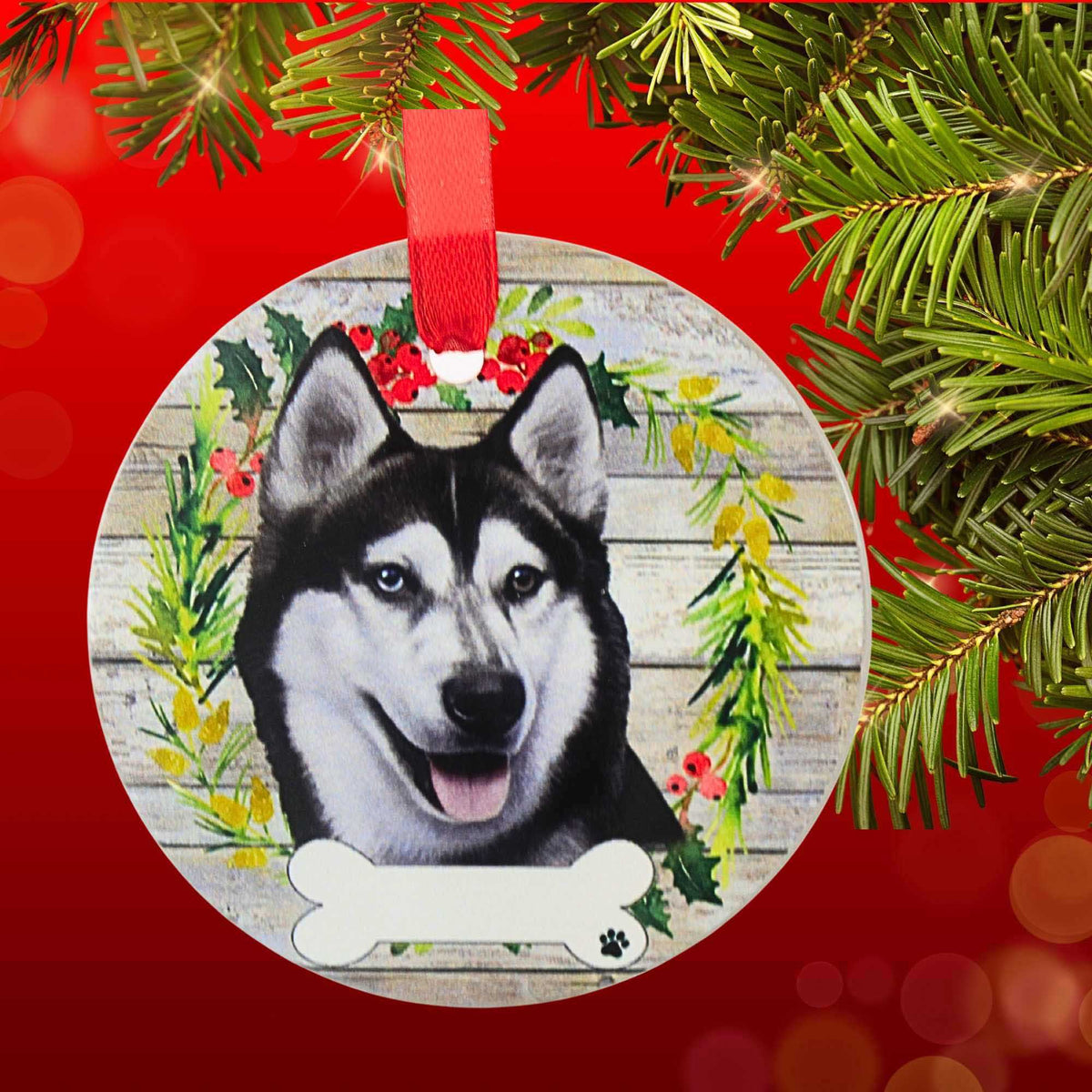 E & S Imports Ceramic Siberian Husky Ornament - - SBKGifts.com